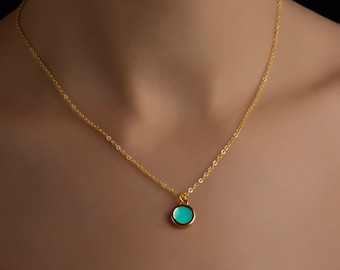 Minimal Necklace, Dainty Necklace, Veraman Pendant, Veraman Necklace, Steel Chain Necklace, Round Pendant, Tiny necklace, Tiny pendant