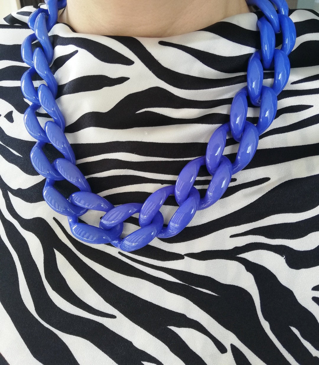Collier Déclaration Bleu Et Marron Avec Chaîne Argentée - Neuf Sans Emballage - Sans Marque