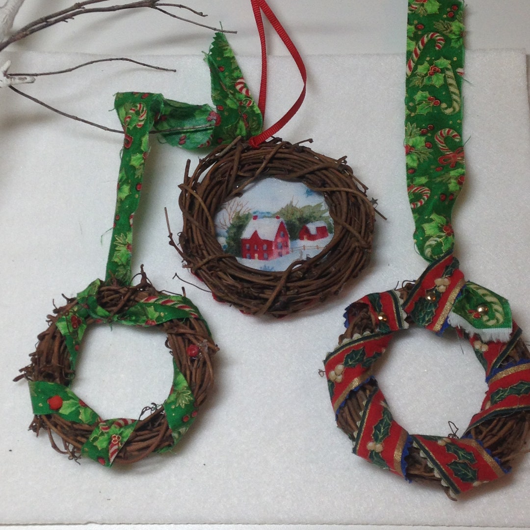 Rustic Mini Wreath Rustic Mini Wreath Ornaments, Set of 3 - Etsy
