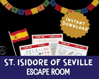 Escape Room for Kids | Printable Kit | St Isidore Seville | Spain | Kids Puzzle | Family Game Night | Sunday School | Catholic Game for kids