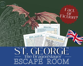 Escape Room para niños / Kit imprimible / San Jorge el Matadragones / Rompecabezas infantil / Noche de juegos en familia / Escuela dominical / Juego católico para niños