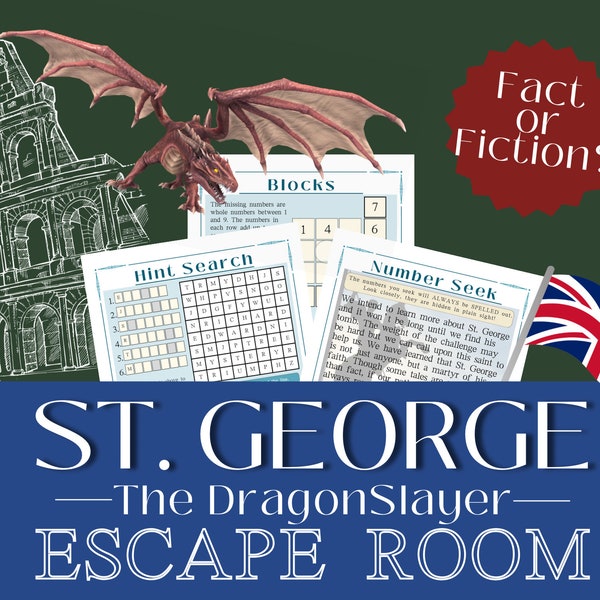 Escape Room for Kids | Printable Kit | St George the Dragonslayer | Kids Puzzle | Family Game Night | Sunday School | Catholic Game for kids