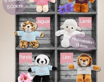 First Communion Stuffed Animal | Personalized | Bear Panda Lion Jaguar Lamp Bunny | Catholic Gift for Girl