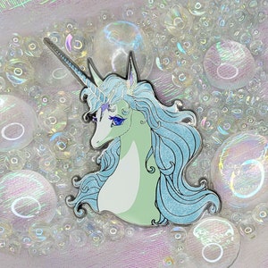 2 Inch Glitter Unicorn Head, Hard Enamel Pin