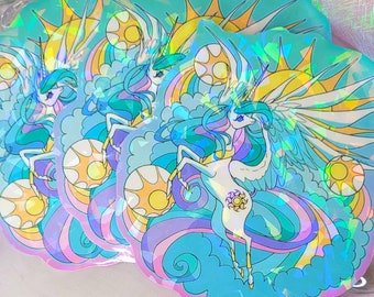 Jumbo 4 Inch Pony Sun Princess Holographic Rainbow Vinyl Sticker