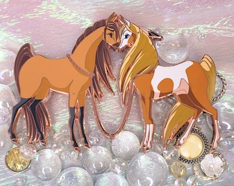 Large 4 Inch Mustang Horse Couple Hard Enamel Pin