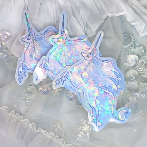 Large 4 Inch Unicorn Running Holographic Sticker Unicorns