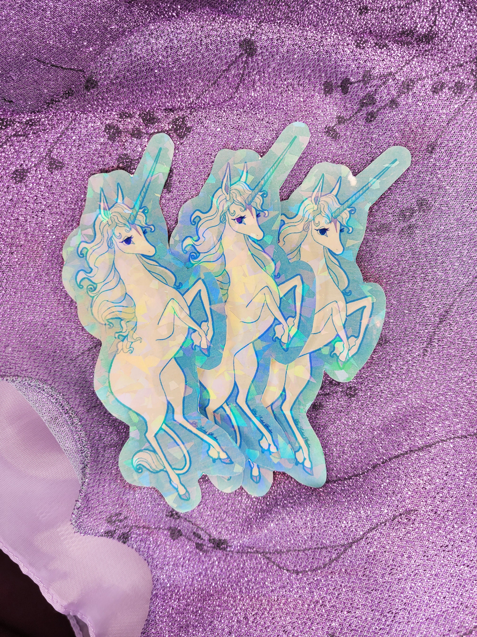 Jumbo 4 Inch TLU The Last Unicorn Rearing Holographic Sticker Amalthe…