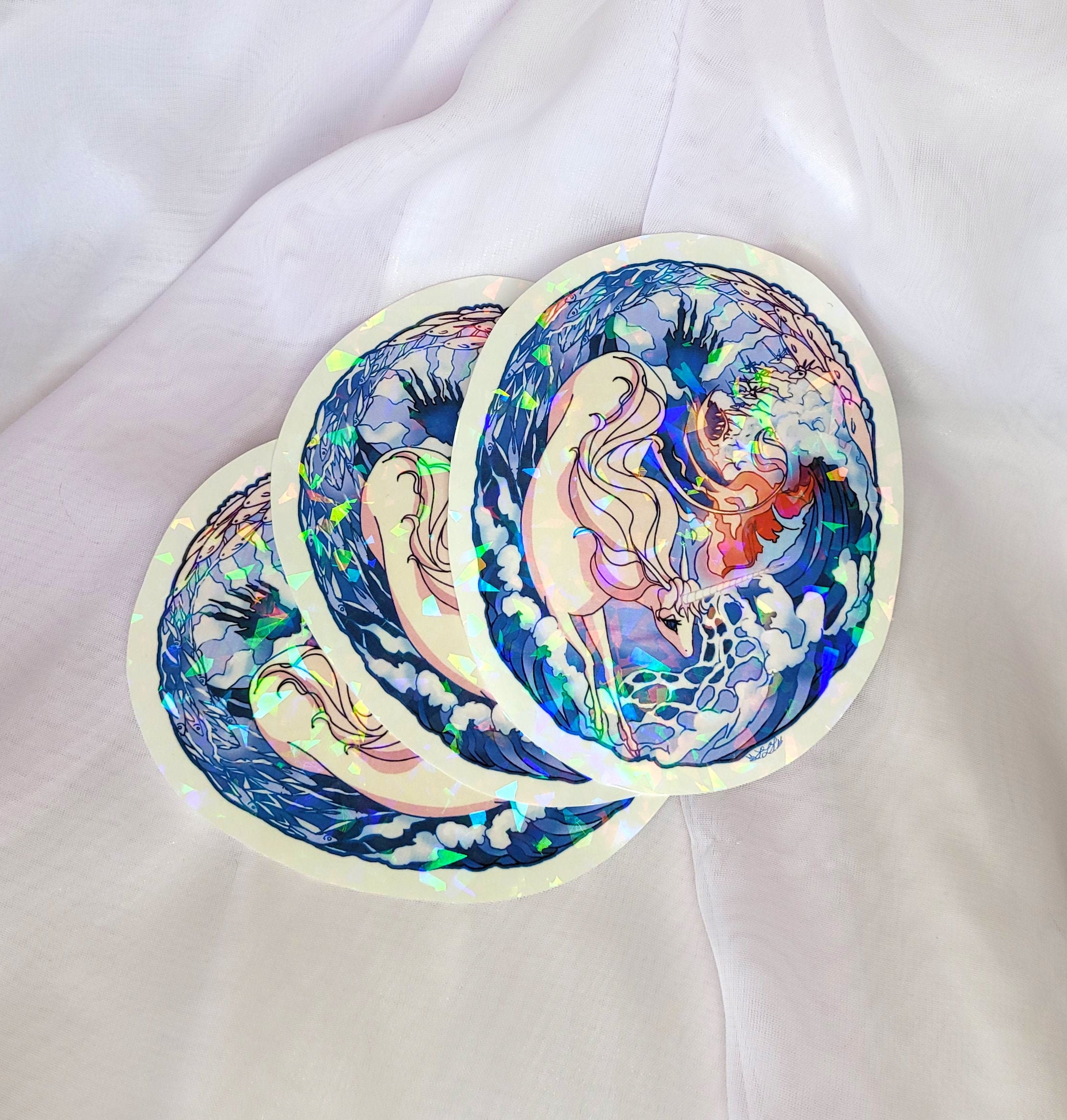 Jumbo 4.5 Inch TLU The Last Unicorn Bull Holographic Sticker Amalthea…