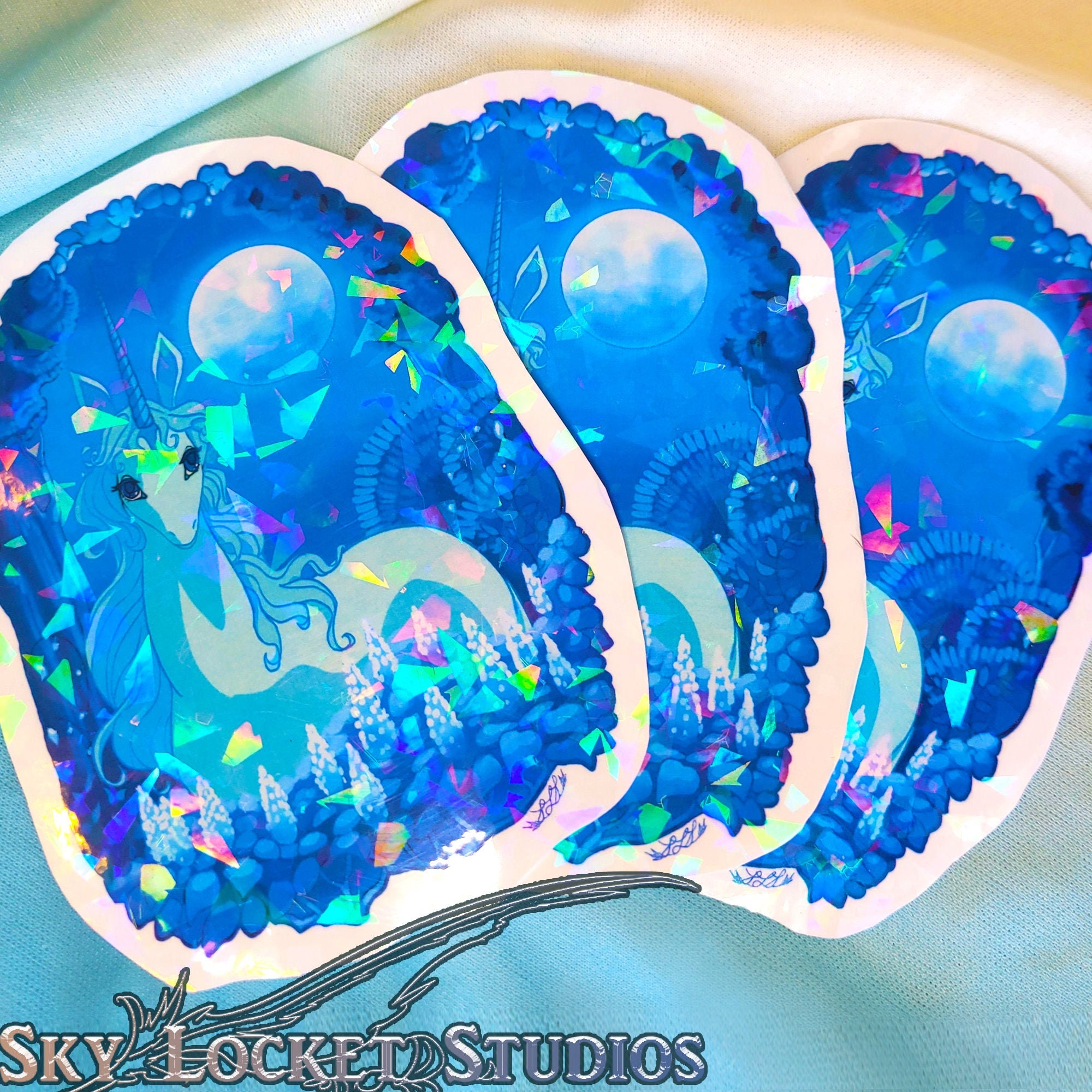 Jumbo 4.5 Inch TLU The Last Unicorn Moon Holographic Sticker Amalthea…