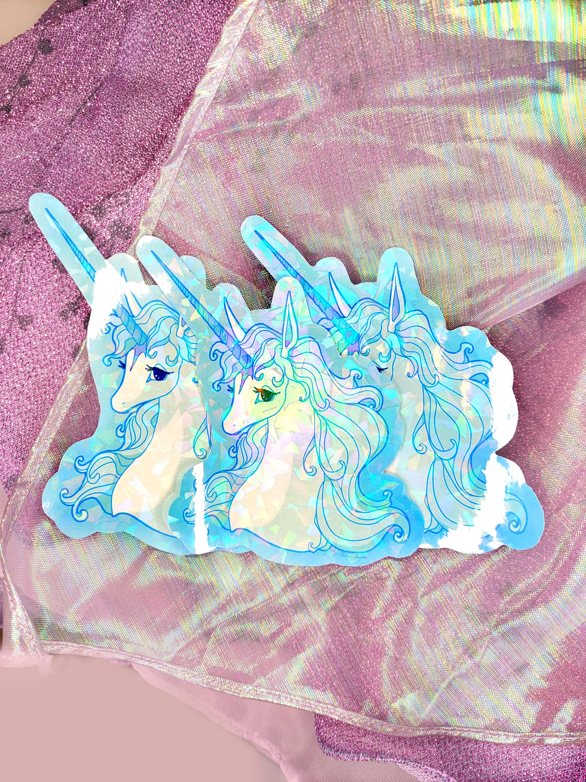 Jumbo 4 Inch TLU The Last Unicorn Head Holographic Sticker Amalthea U…