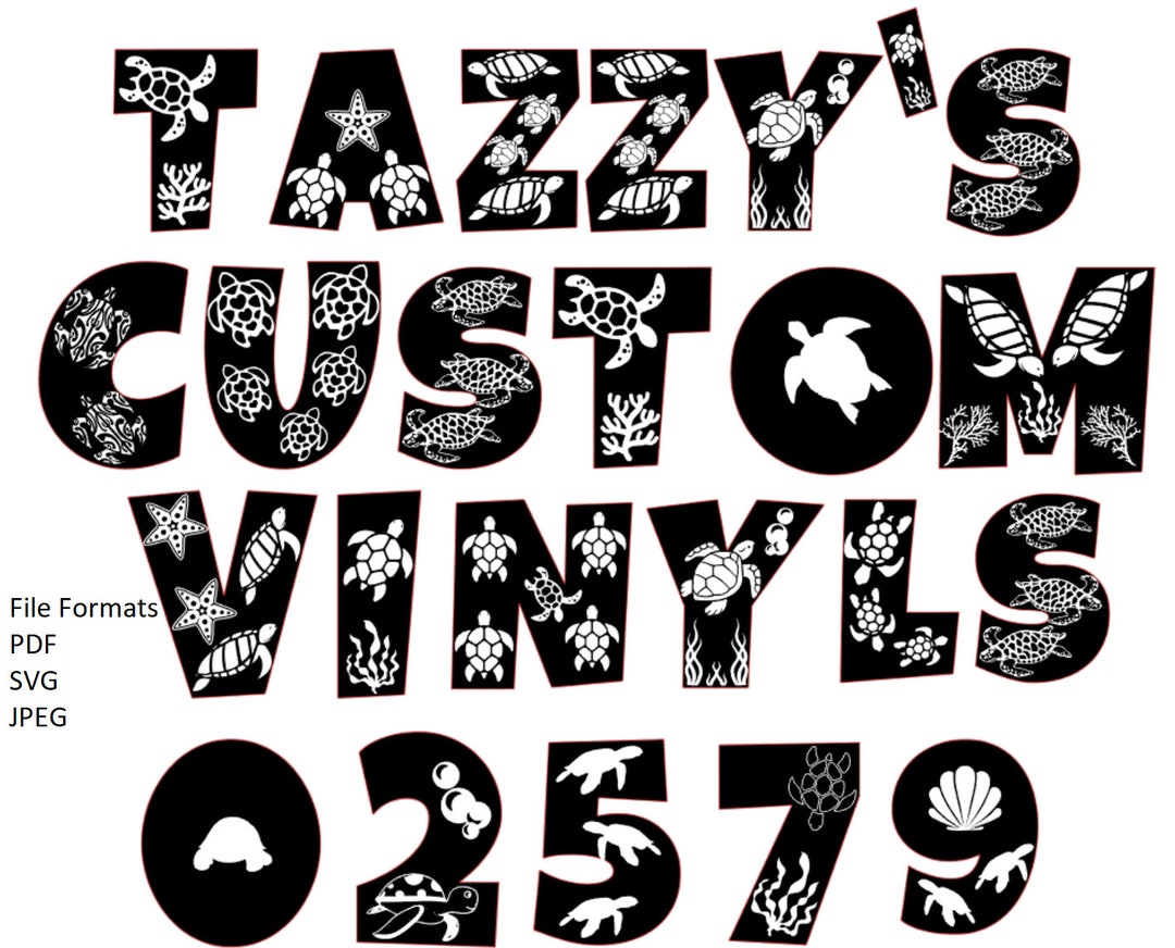 Sea Turtle Font Etsy