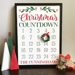Christmas Countdown | Framed Countdown Sign | Christmas Decor | Farmhouse Style