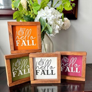 Hello Fall Sign | Framed Wood Sign | Fall Decor | Farmhouse Style | Pumpkin Sign