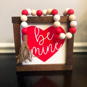 Red & White Wood Bead Garland | Valentine&#39;s Day Garland | Christmas Beaded Garland | 4th of July Wood Beads | Farmhouse Style
