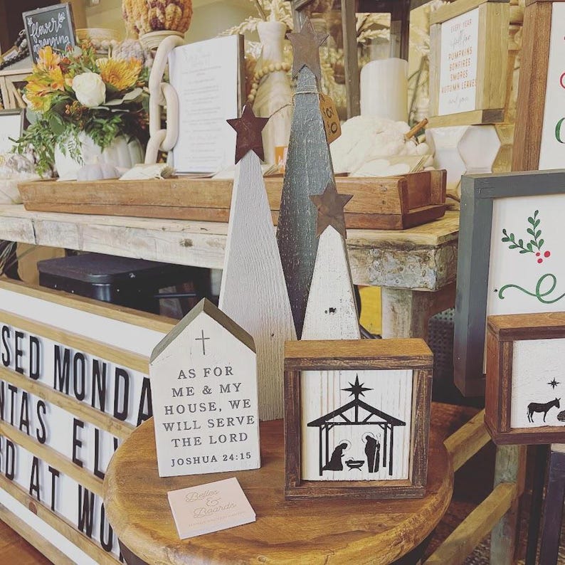 Visual Sign Nativity Nativity Scene Sign | Reclaimed Wood Christmas Decor | Farmhouse Rustic ...