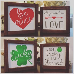 Reversible Valentine’s Day and St. Patrick’s Day Signs | Framed Wood Sign | Farmhouse Style | Reversible Sign