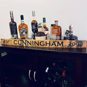 Bourbon Barrel Stave Sign | Personalized Bourbon Sign | Family Name Sign | Whiskey Barrel Bar Sign | Father&#39;s Day Gift