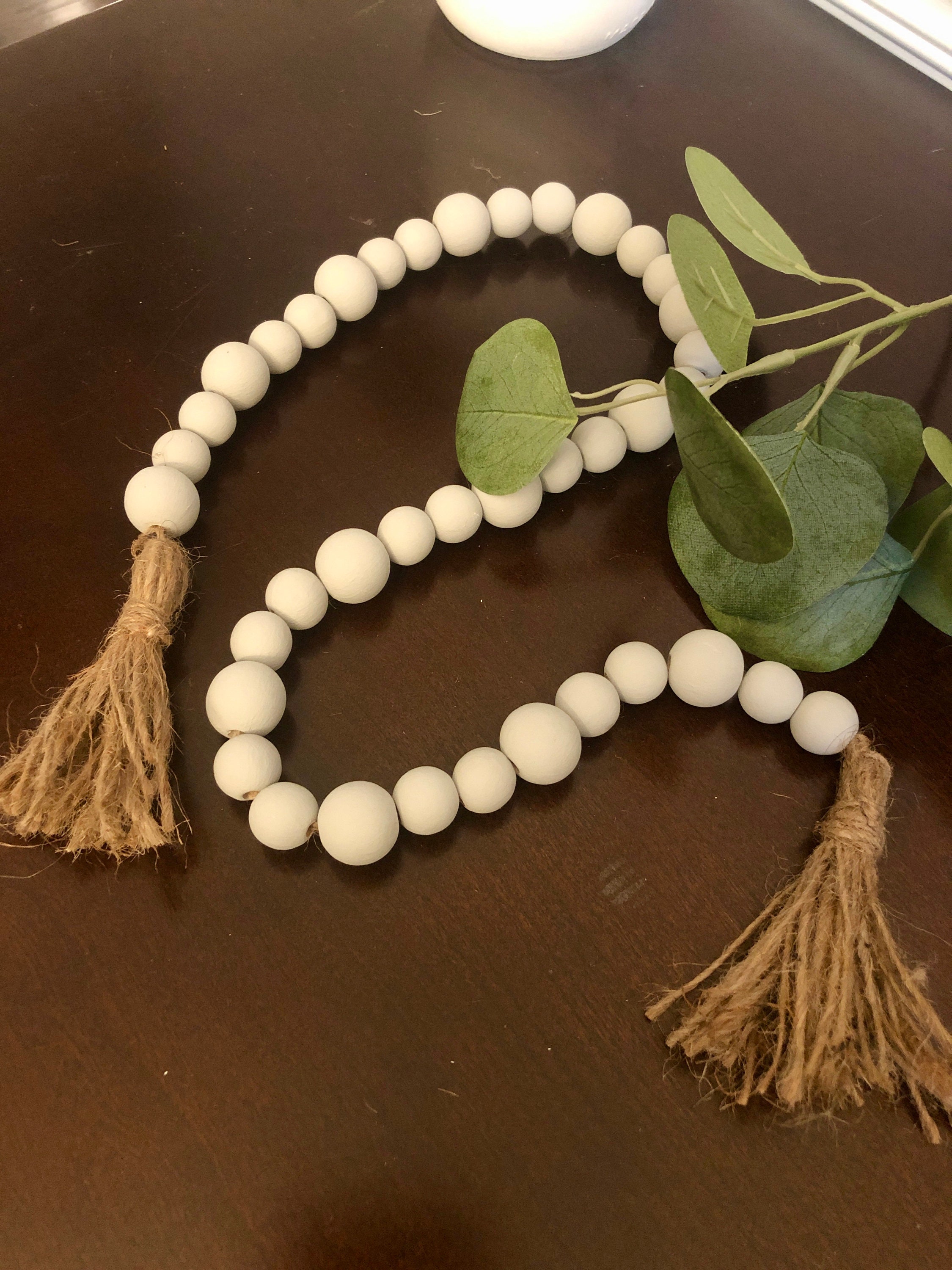 Grey Chalked Wood Bead Garland Beaded Garland Chalk Etsy UK