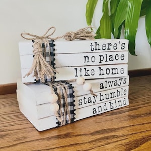 Hand Stamped Book Stack | Farmhouse Home Decor