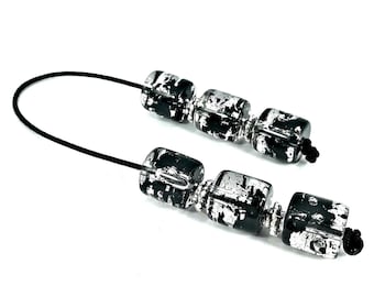 Greek begleri/ worry beads with black clear beads and silver plated details. boho accessories, gifts for men/ women, bohemian hippie style