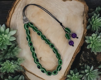 Greek Komboloi Worry Beads: Green Evil Eye, Cultural Gift