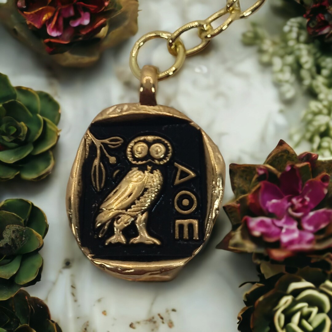 Athenian Owl Coin Keychain: Gold & Black Protective Amulet - Etsy