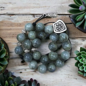 Gray labradorite komboloi, greek worry beads, gift for stress relief and clearing your mind, birthday gift for spiritual energy fidgeter