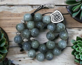 Gray labradorite komboloi, greek worry beads, gift for stress relief and clearing your mind, birthday gift for spiritual energy fidgeter