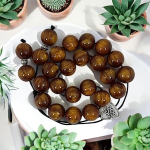 Greek Komboloi - worry beads with brown 12MM beads and silver plated details - greek traditional souvenir