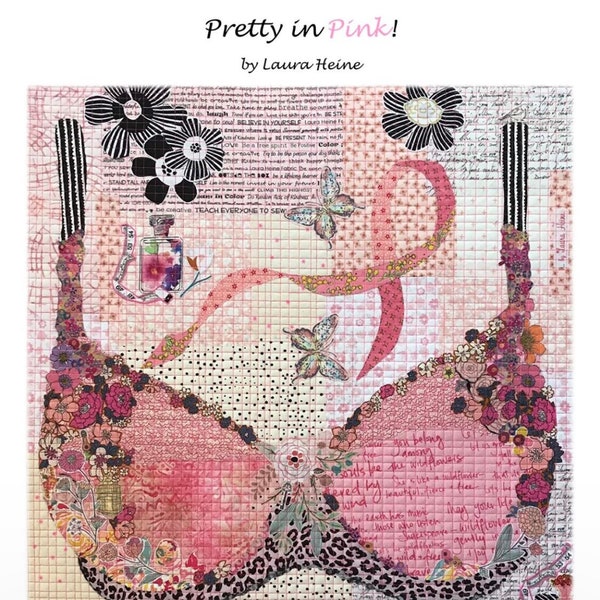 Laura Heine Pretty in Pink Collage Quilt Muster, fertige Größe: 25"x25"