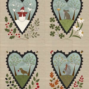 LETZTER RESTBESTAND! Maywood Studio Woolies Flanellstoffkollektion Jahreszeiten des Herzens Quilt Kit Premium 100% Wolle Flanell