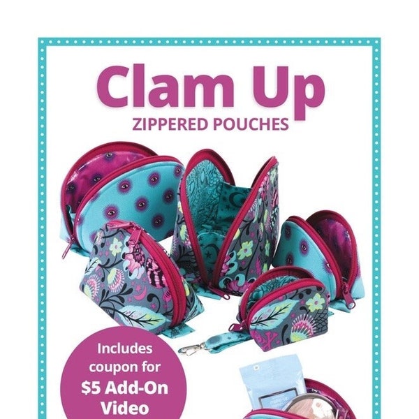 ByAnnie Clam Up Zippered Pouches Bag Pattern - 5 Size Variations Per Pattern (14 Colors of 18"x54" Mesh Packs Sold Separately)