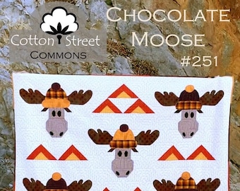 Digital Download Cotton Street Commons Chocolate Moose Quilt Pattern Finished Size 70"x80"