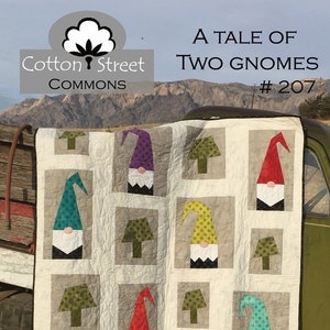 Digitaler Download Baumwolle Street Commons A Tale of two Gnomes Quilt Anleitung Größe 60 &quot;x 72&quot;