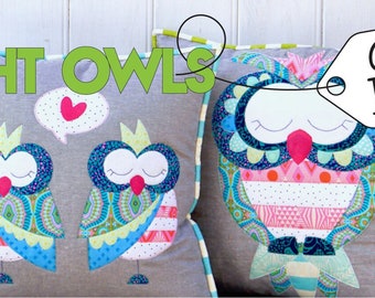 Claire Turpin Night Owls Applique Cushion Pattern (2 Size Variations Per Pattern)