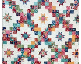 The Tipsy Needle Tipsy Layer Cake Ladder Quilt Pattern Finished Size:  50"x70"