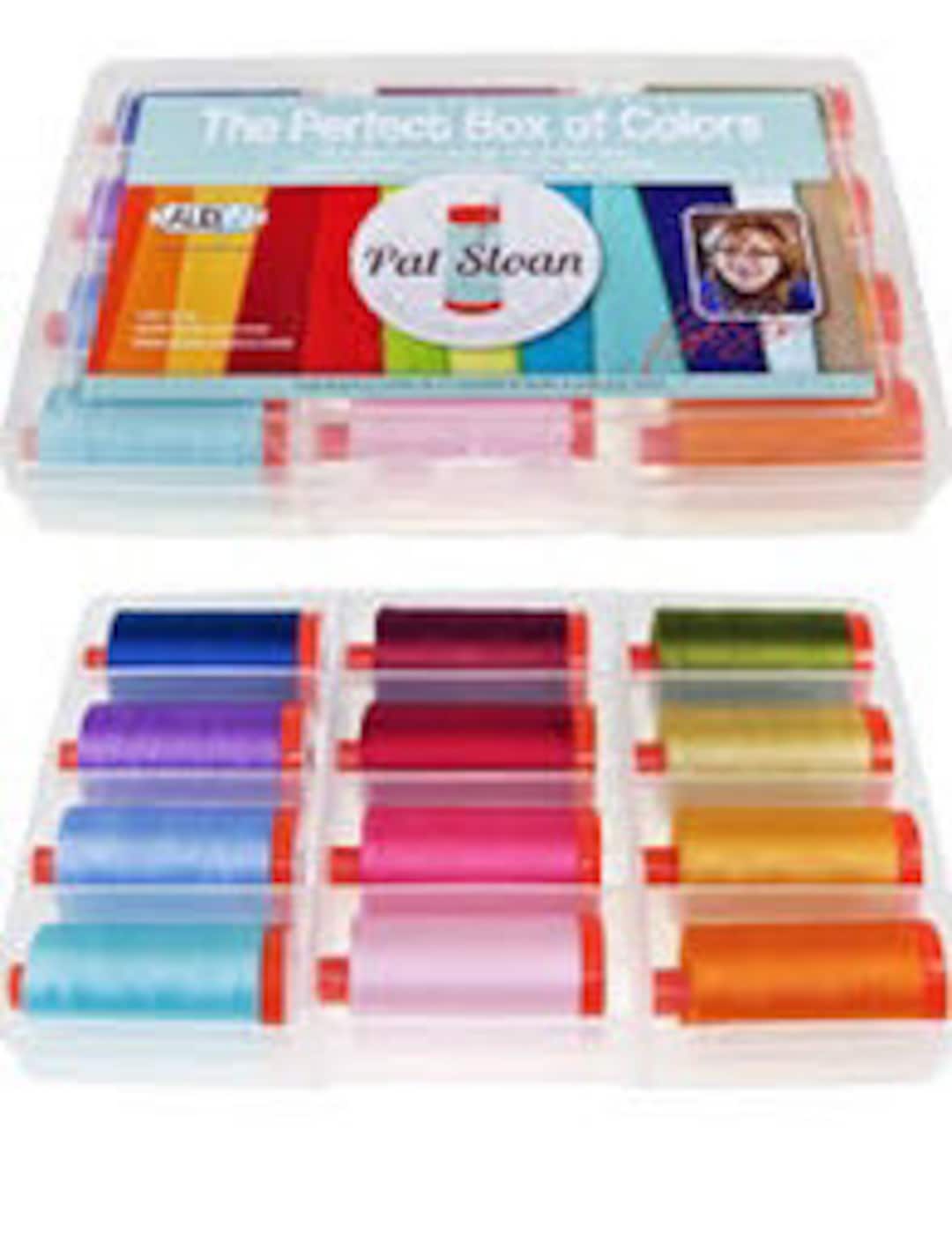 Aurifil Thread Set THE PERFECT BOX OF COLORS By Pat Sloan 50wt Cotton 12  Large (1422 yard) Spools