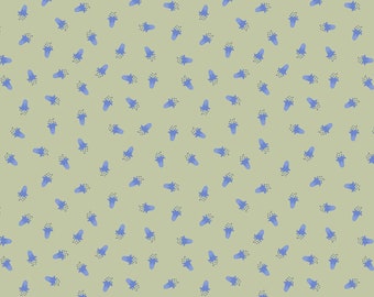 LAST BOLT!! Lewis & Irene Bluebell Wood Reloved Fabric Collection Scattered Bluebells on Sage Premium 100% Cotton Quilt Shop Quality Fabrics