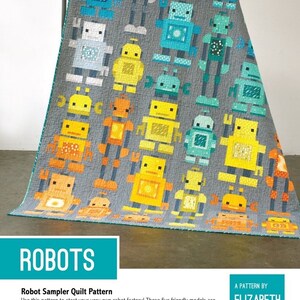 Elizabeth Hartman Robots Quilt Pattern - 2 Size Variations Per Pattern