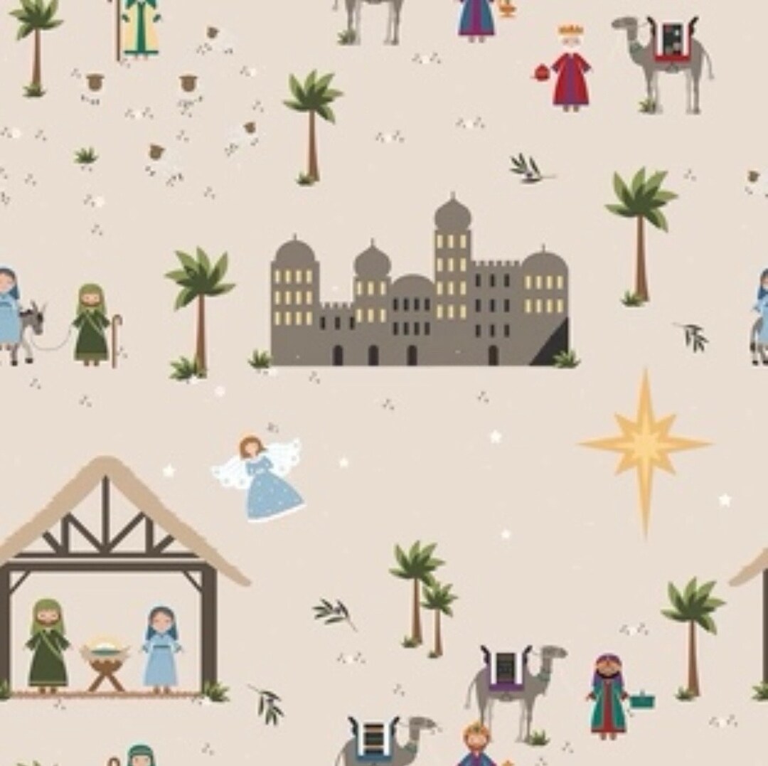 LAST BOLT Riley Blake Silent Night Fabric Collection Bethlehem Nativity