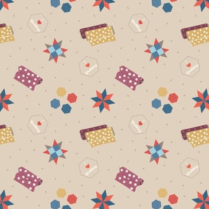 LAST BOLT!! Lewis & Irene Small Things Crafts Fabric Collection Quilting on Natural Premium 100% Cotton Quilt Shop Quality Fabrics