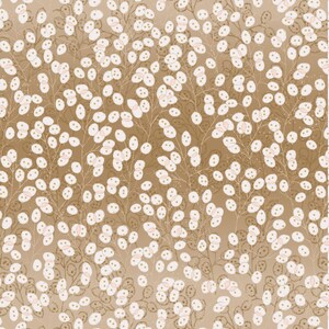 May include: A seamless pattern featuring a repeating design of small white and pink flowers on a brown background.