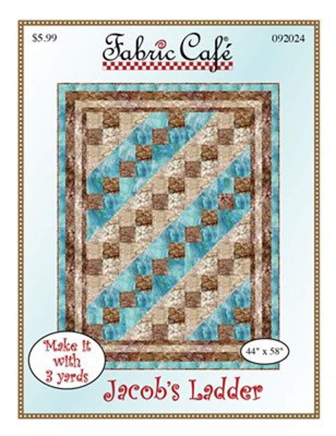 Fabric Cafe Jacobs Ladder Quilt Pattern uses Only 3YDS of Etsy