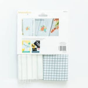 RETIRED!! Kimberbell Kimberbellishments Blanks Gingham & Pin Stripes Tea Towels Set - Cream and Gray