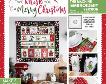 RETIRED Kimberbell We Whisk You a Merry Christmas Quilt Collection (Opt ME CD/Book, Fabric/Backing, Embellishment Kits, and Thread Sets)