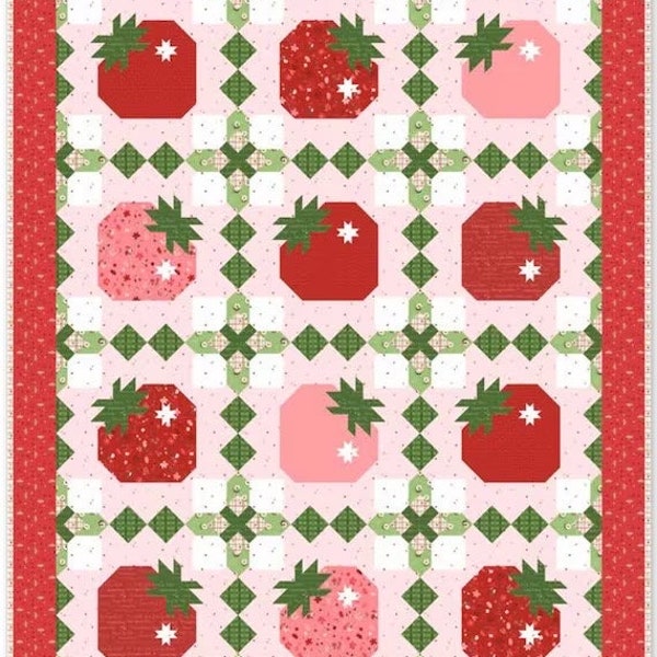Riley Blake Strawberry Basket Quilt Kit Featuring Jennifer Long To Grandma's House Fabric Collection Finished Size: 60"x77"