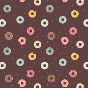 Lewis & Irene Small Things Sweet Fabric Collection Doughnuts on Brown Premium 100% Cotton Quilt Shop Quality Fabrics