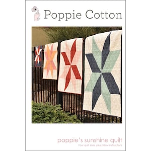 Poppie Cotton 50&quot; Sunshine Star Quilt Kit Featuring Poppie Cotton Country Confetti Fabrics Speckled Hen Red/Strawberry Lemonade/Marshmallow