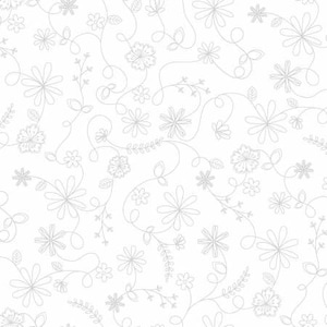 LAST BOLT!! Maywood Studio Kimberbell Vintage Flora Fabric Collection Swirl Floral on White Premium 100% Cotton Quilt Shop Quality Fabrics